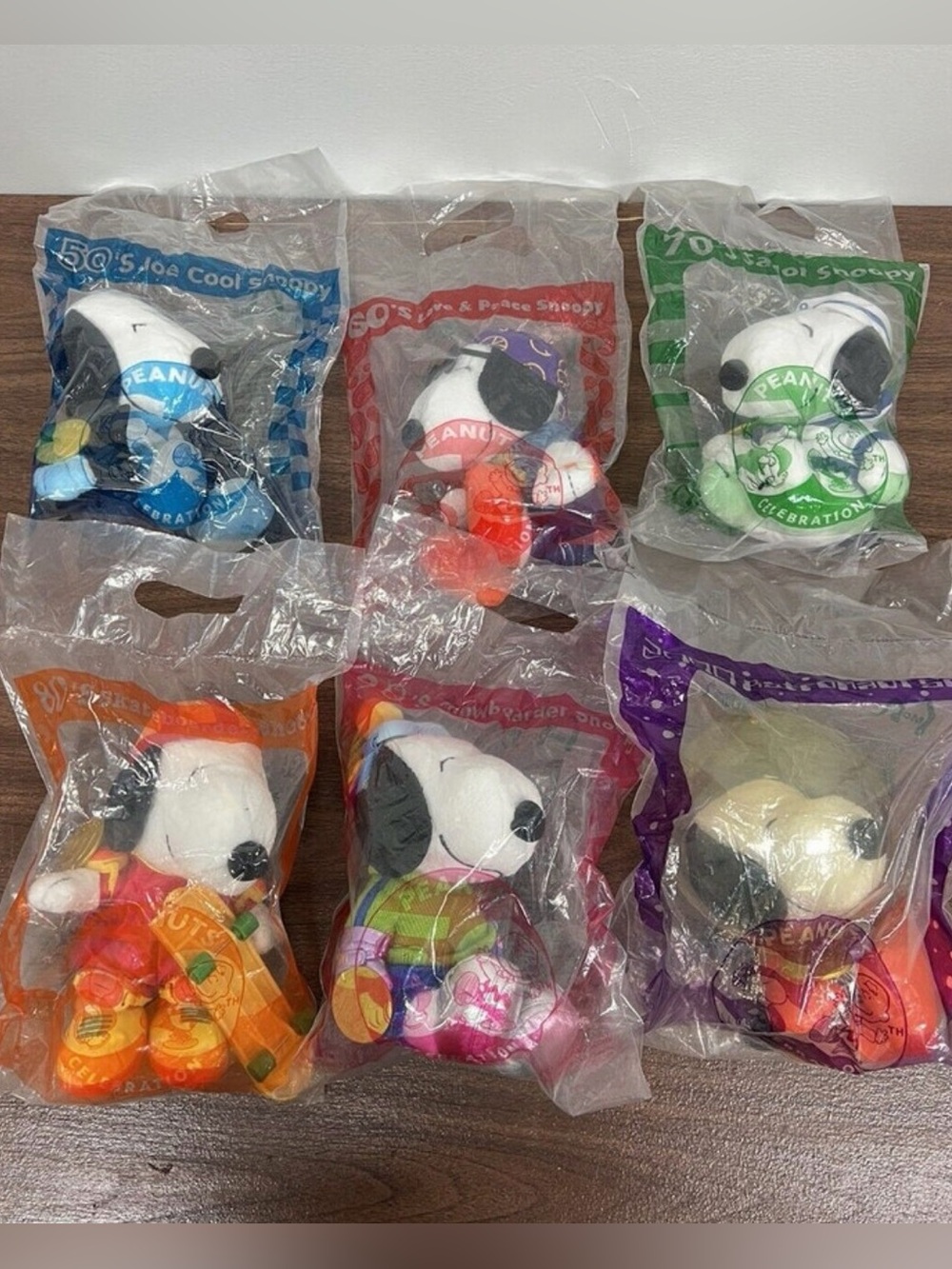 Peanuts 50th Anniversary McDonald's Snoopy 7" Plush - Complete Set of 6